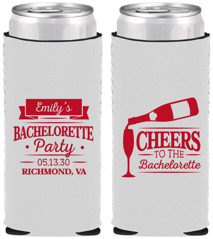 Custom Bachelorette Neoprene Slim Can Coolers - Cheers | 60052