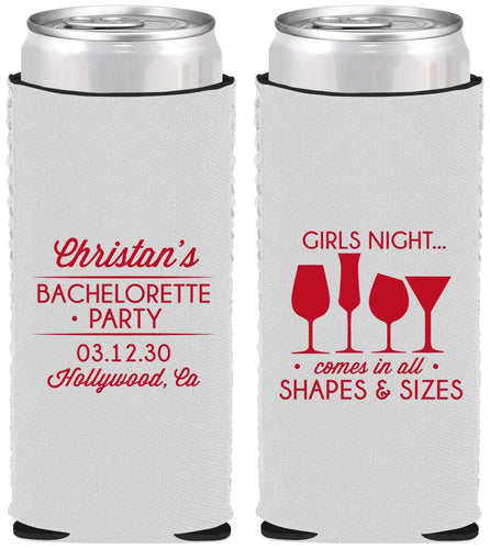 Custom Bachelorette Neoprene Slim Can Coolers - Girls Night | 60054
