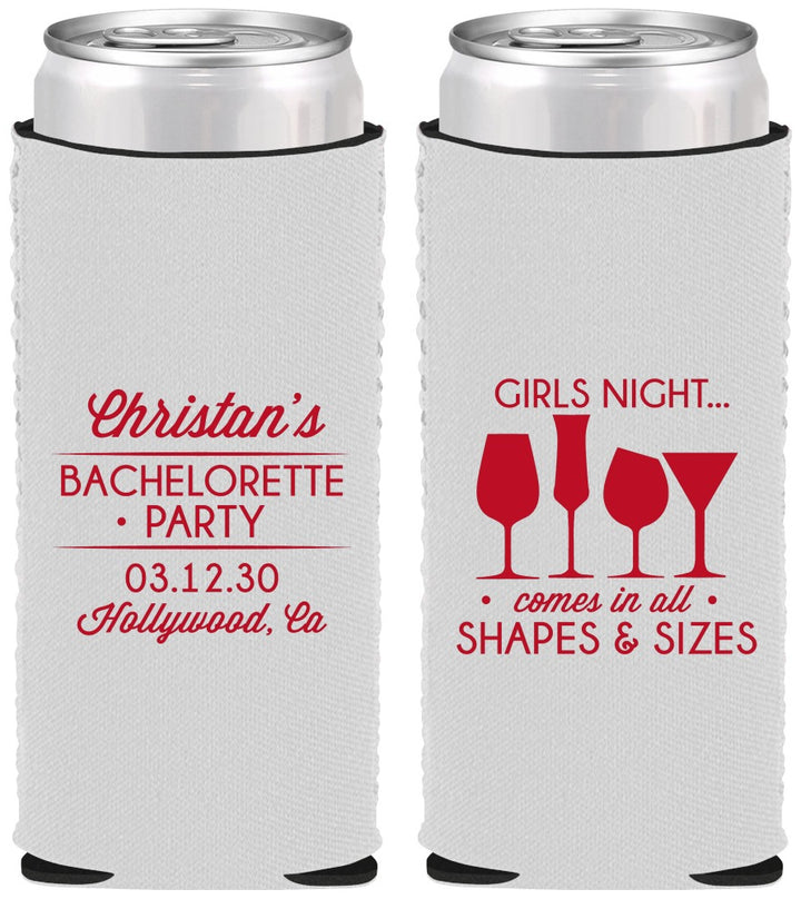 Custom Bachelorette Neoprene Slim Can Coolers - Girls Night | 60054