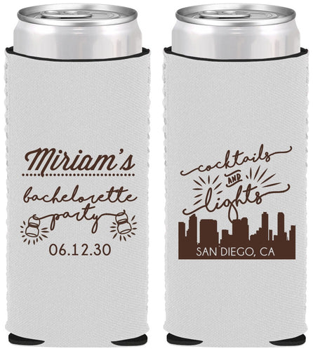 Custom Bachelorette Neoprene Slim Can Coolers - San Diego | 60067