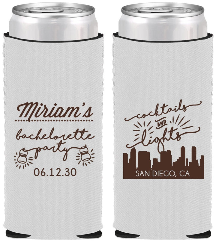 Custom Bachelorette Neoprene Slim Can Coolers - San Diego | 60067