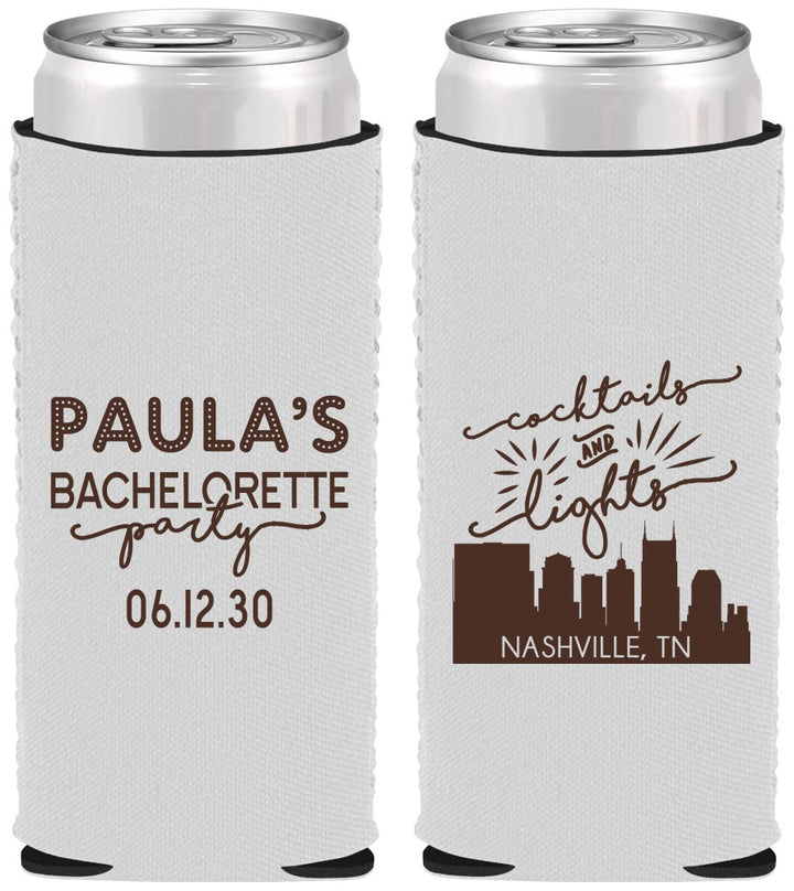 Custom Bachelorette Neoprene Slim Can Coolers - Nashville | 60068