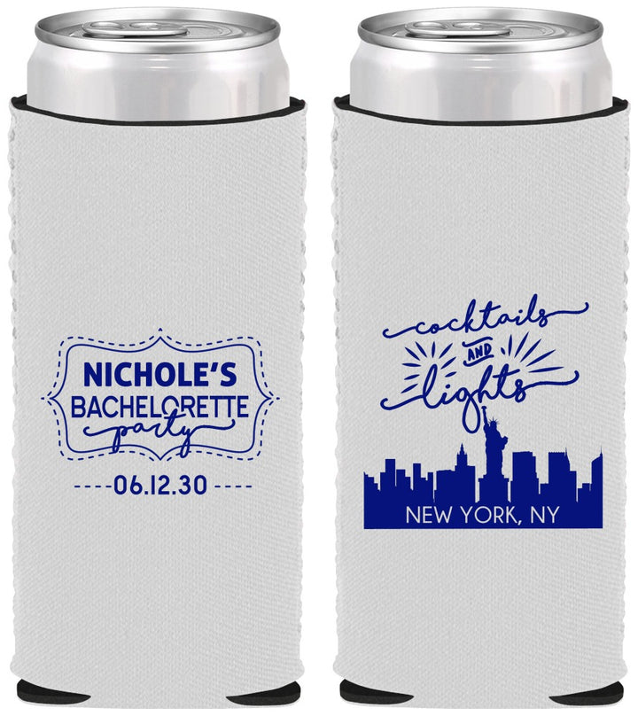 Custom Bachelorette Neoprene Slim Can Coolers - New York | 60069