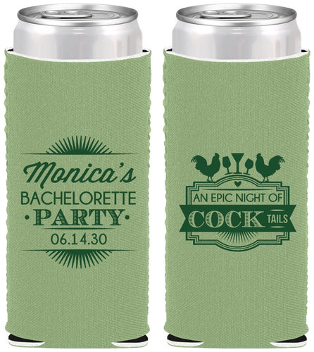 Custom Bachelorette Neoprene Slim Can Coolers - Epic Night Of Cocktails | 60071