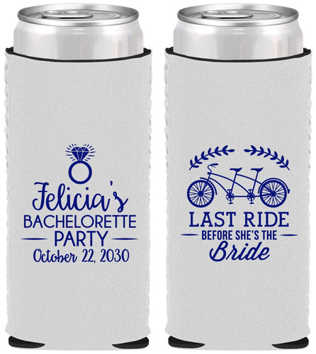 Custom Bachelorette Neoprene Slim Can Coolers - Last Ride Before Bride | 60073