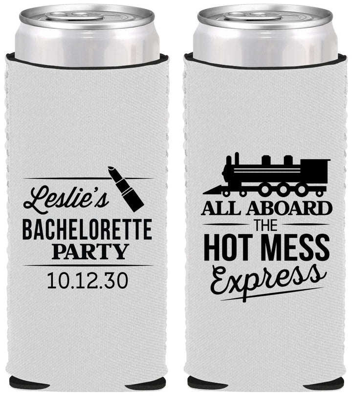 Custom Bachelorette Neoprene Slim Can Coolers - Hot Mess Express | 60075