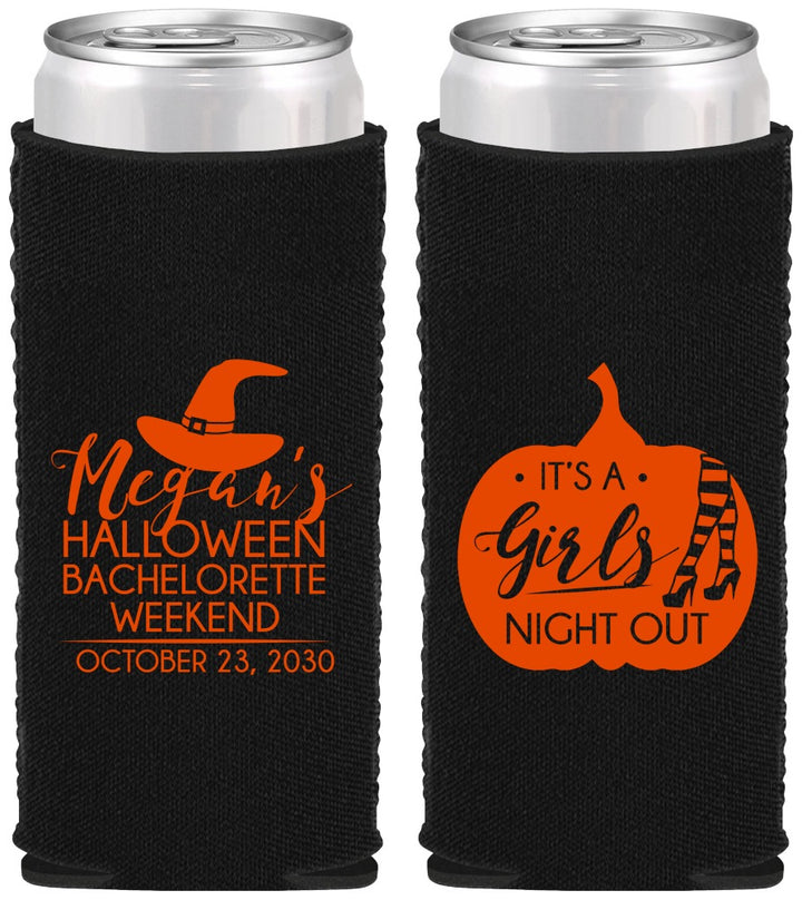 Custom Bachelorette Neoprene Slim Can Coolers - Halloween Girls Night Out | 60077