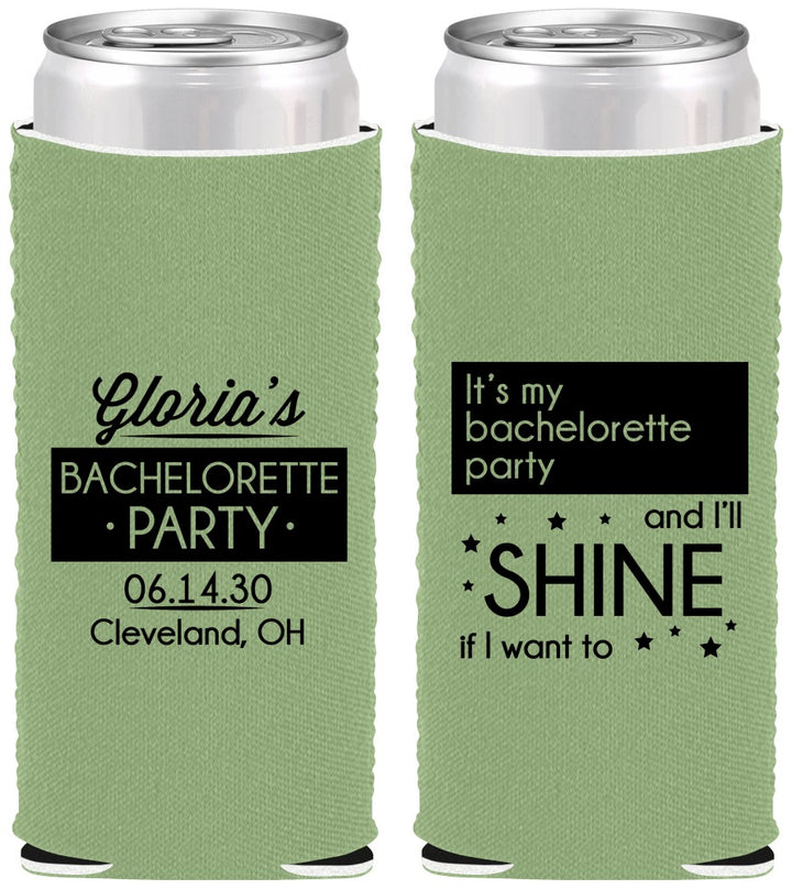 Custom Bachelorette Neoprene Slim Can Coolers - Shine | 60080
