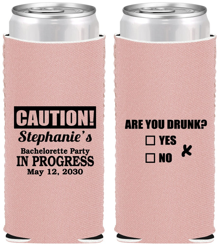 Custom Bachelorette Neoprene Slim Can Coolers - Drunk Yes Or No | 60083