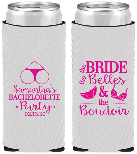 Custom Bachelorette Neoprene Slim Can Coolers - Brides Bells Boudoir | 60085