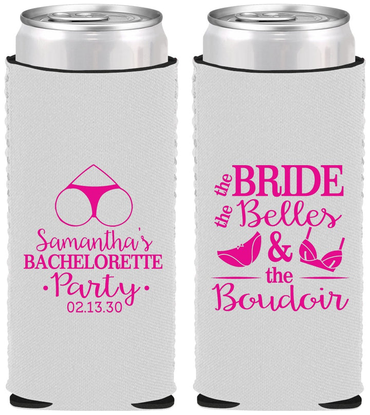 Custom Bachelorette Neoprene Slim Can Coolers - Brides Bells Boudoir | 60085