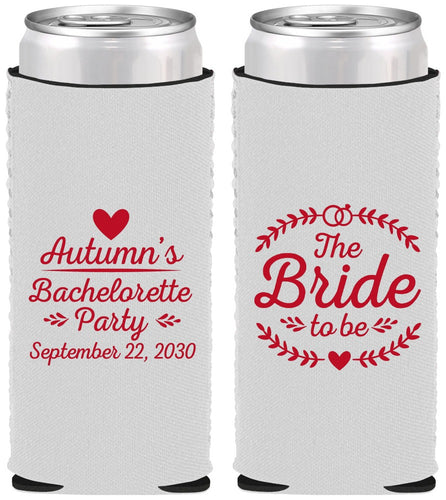 Custom Bachelorette Neoprene Slim Can Coolers - Bride To Be | 60088