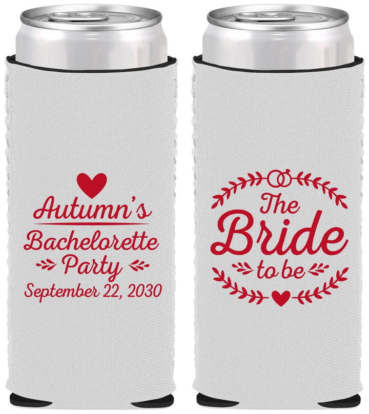 Custom Bachelorette Neoprene Slim Can Coolers - Bride To Be | 60088