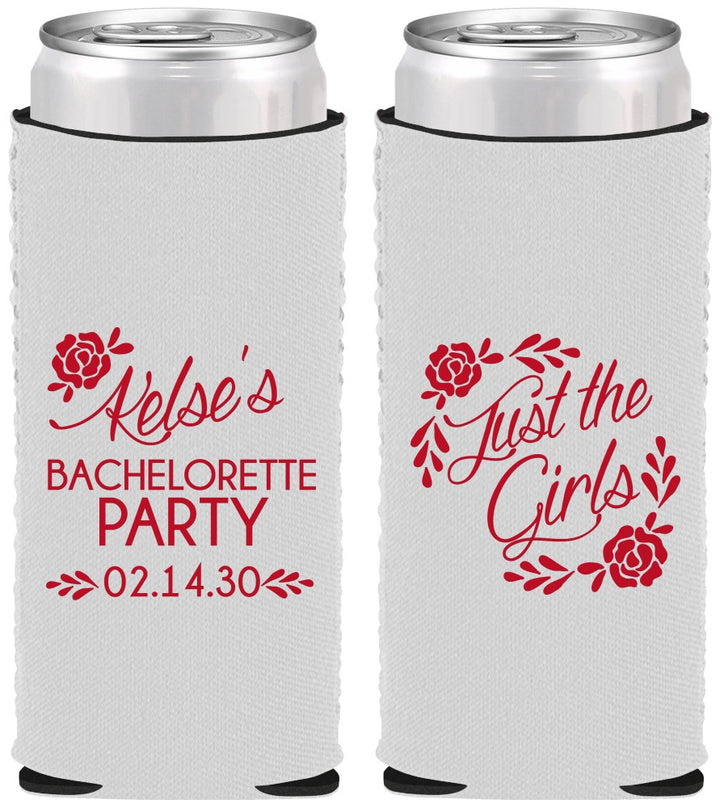 Custom Bachelorette Neoprene Slim Can Coolers - Just The Girls | 60089