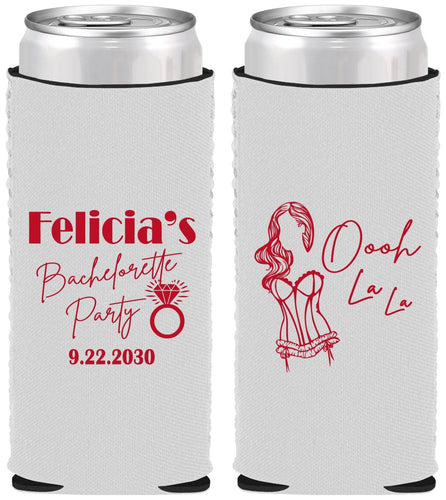 Custom Bachelorette Neoprene Slim Can Coolers - Paris | 60090