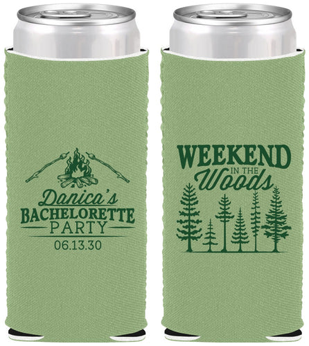 Custom Bachelorette Neoprene Slim Can Coolers - Camping | 60094