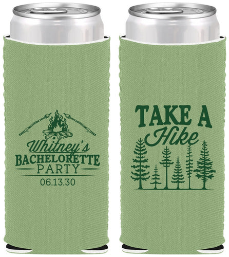 Custom Bachelorette Neoprene Slim Can Coolers - Camping | 60098