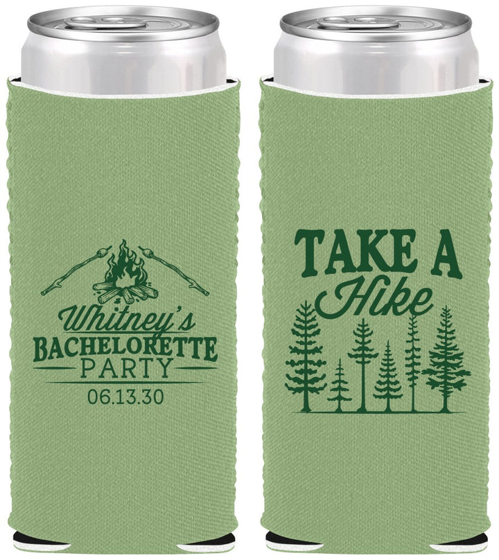 Custom Bachelorette Neoprene Slim Can Coolers - Camping | 60098