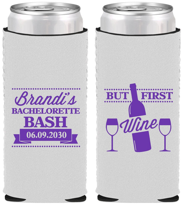 Custom Bachelorette Neoprene Slim Can Coolers - Wine | 60099
