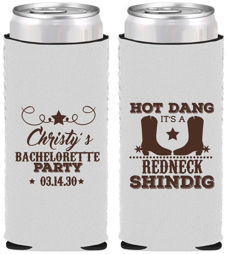 Custom Bachelorette Neoprene Slim Can Coolers - Redneck Shindig | 60100