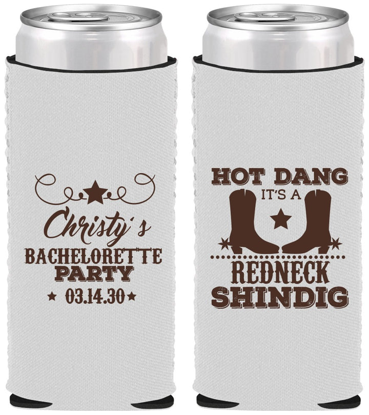 Custom Bachelorette Neoprene Slim Can Coolers - Redneck Shindig | 60100