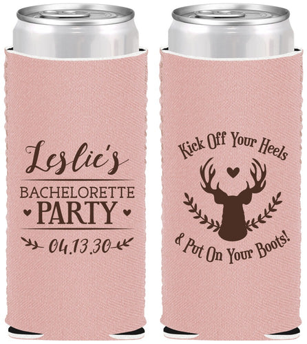 Custom Bachelorette Neoprene Slim Can Coolers - Deer Heels Boots | 60102