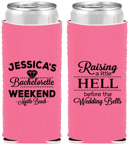 Custom Bachelorette Neoprene Slim Can Coolers - Raising A Little Hell | 60107