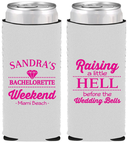 Custom Bachelorette Neoprene Slim Can Coolers - Raising A Little Hell | 60108