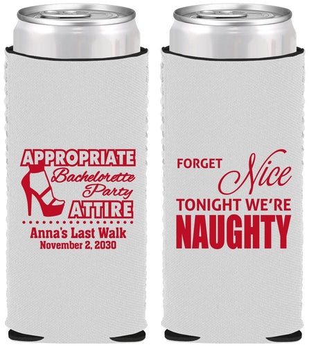 Custom Bachelorette Neoprene Slim Can Coolers - Nice Tonight Naughty | 60112