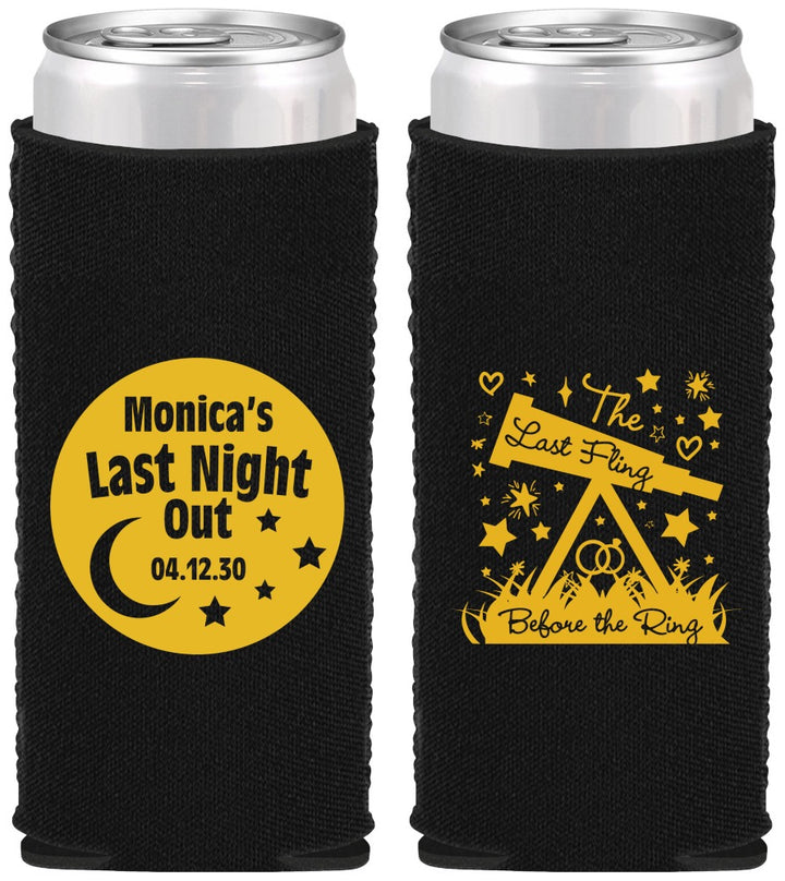 Custom Bachelorette Neoprene Slim Can Coolers - Last Fling Before Rings | 60113