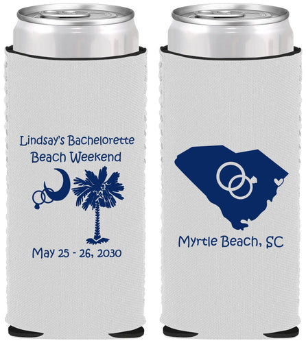 Custom Bachelorette Neoprene Slim Can Coolers - South Carolina | 60117