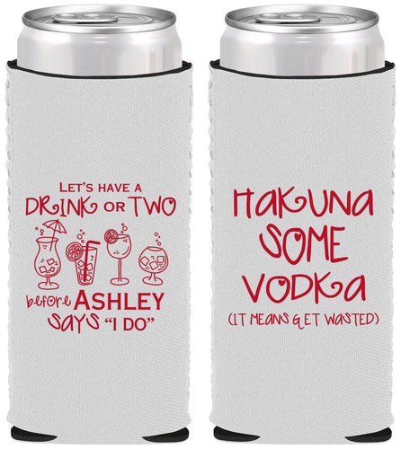 Custom Bachelorette Neoprene Slim Can Coolers - Lets Get Wasted | 60119