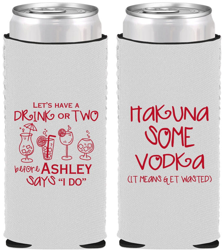 Custom Bachelorette Neoprene Slim Can Coolers - Lets Get Wasted | 60119