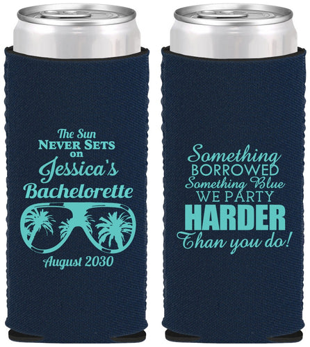 Custom Bachelorette Neoprene Slim Can Coolers - Something Borrowed | 60132