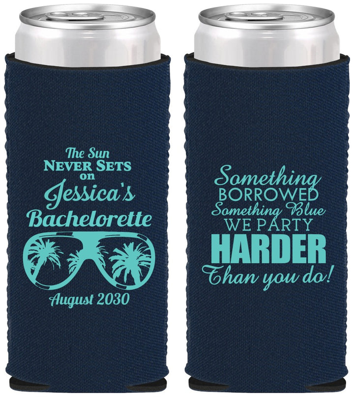 Custom Bachelorette Neoprene Slim Can Coolers - Something Borrowed | 60132
