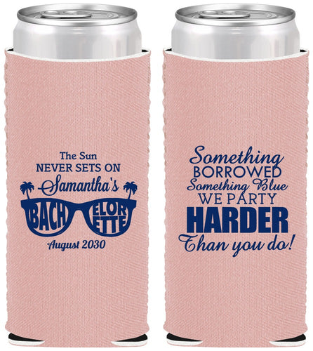 Custom Bachelorette Neoprene Slim Can Coolers - Something Borrowed | 60133