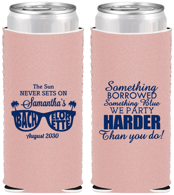 Custom Bachelorette Neoprene Slim Can Coolers - Something Borrowed | 60133