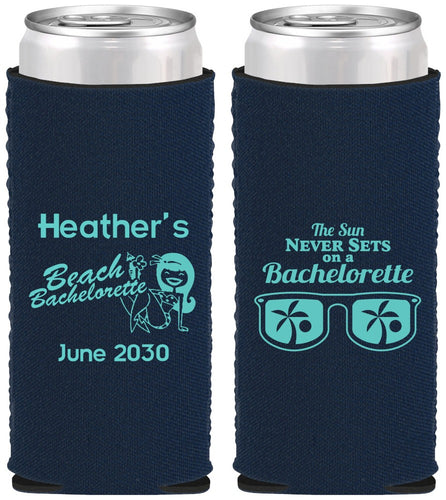 Custom Bachelorette Neoprene Slim Can Coolers - Beach | 60135