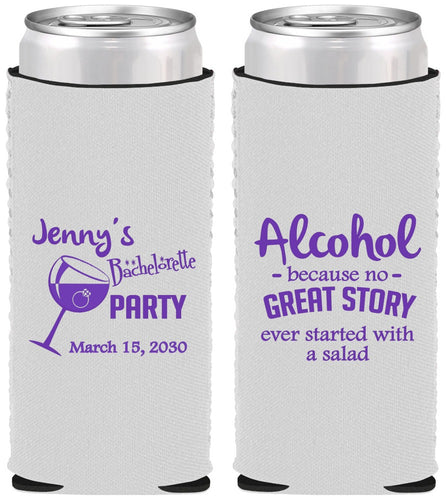 Custom Bachelorette Neoprene Slim Can Coolers - Alcohol | 60138