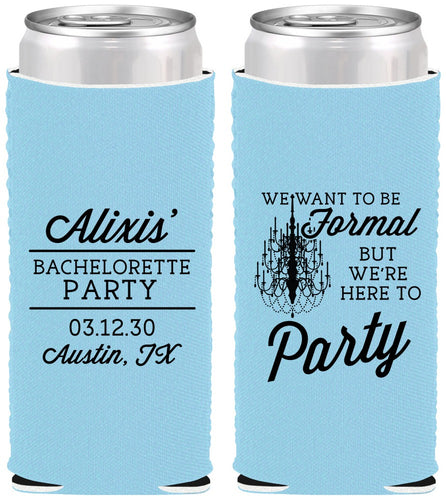 Custom Bachelorette Neoprene Slim Can Coolers - Formal Party | 60145