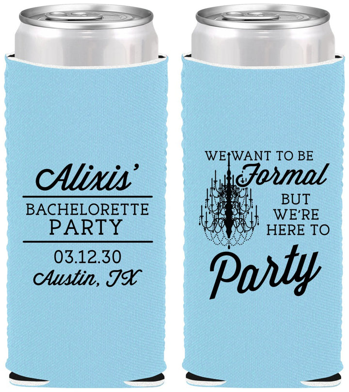 Custom Bachelorette Neoprene Slim Can Coolers - Formal Party | 60145