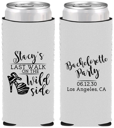 Custom Bachelorette Neoprene Slim Can Coolers - Last Walk Wild Side | 60148