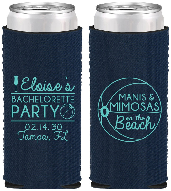 Custom Bachelorette Neoprene Slim Can Coolers - Manis Mimosas | 60149