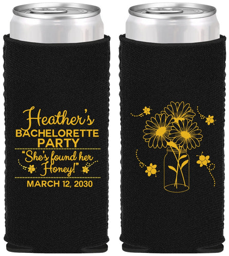 Custom Bachelorette Neoprene Slim Can Coolers - She Found Her Honey | 60150