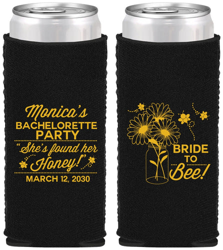Custom Bachelorette Neoprene Slim Can Coolers - Bride To Bee | 60152
