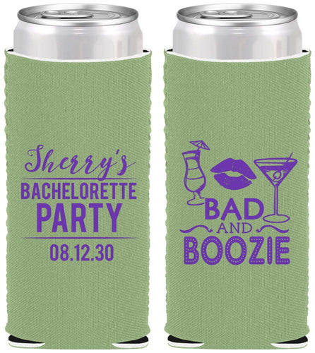 Custom Bachelorette Neoprene Slim Can Coolers - Bad And Boozie | 60156
