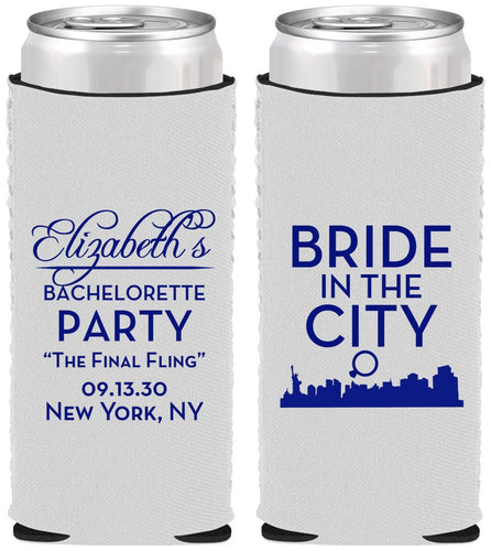 Custom Bachelorette Neoprene Slim Can Coolers - New York | 60162