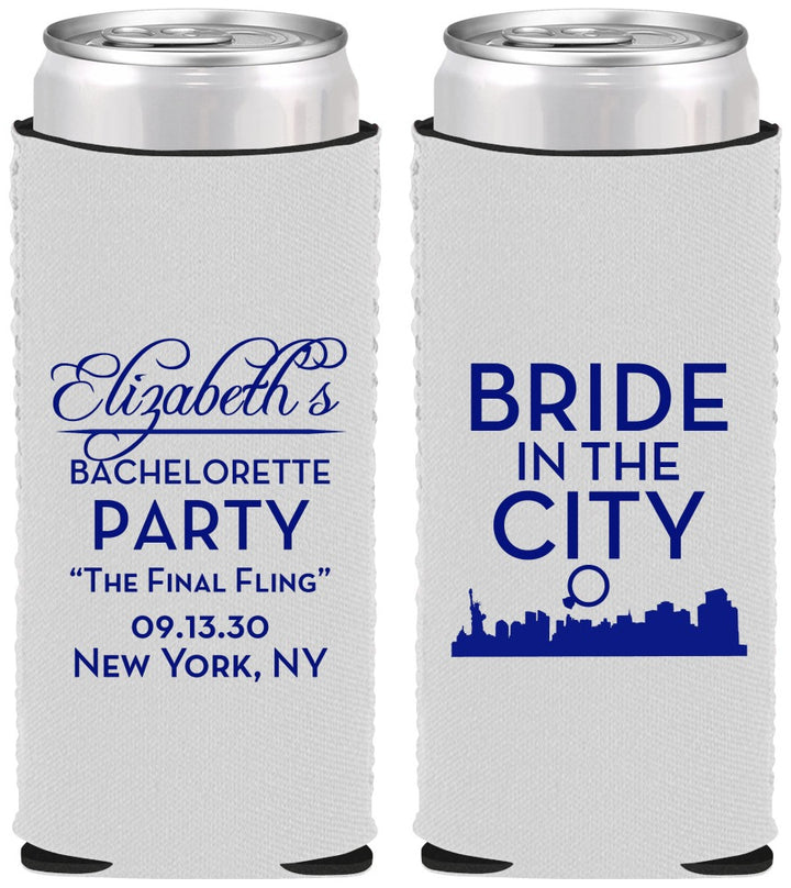 Custom Bachelorette Neoprene Slim Can Coolers - New York | 60162