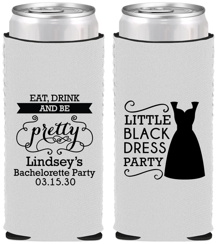 Custom Bachelorette Neoprene Slim Can Coolers - Little Black Dress | 60164
