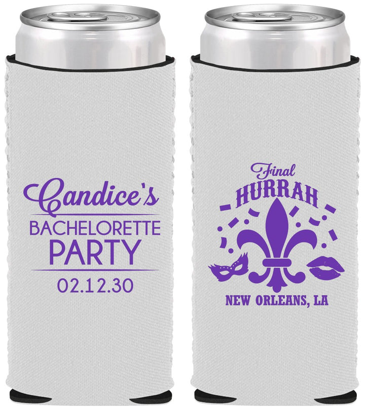 Custom Bachelorette Neoprene Slim Can Coolers - New Orleans | 60166